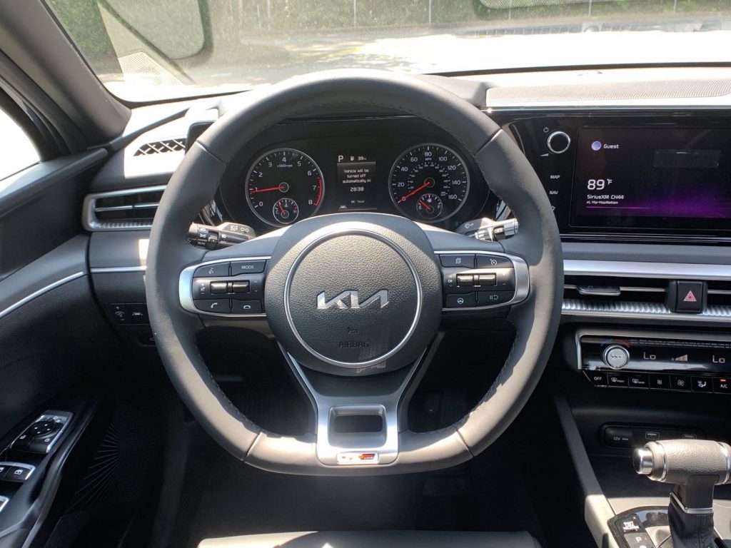 Steering Wheel view inside the 2022 Kia K5 GT-Line