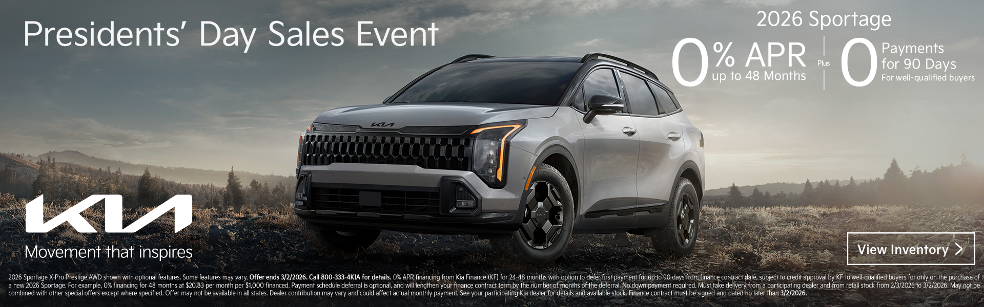 2026 Sportage 0% APR Offer